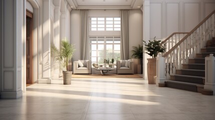 Obraz premium interior of a beautiful and spacious modern house generative ai