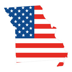 Map of Missouri with USA flag. USA map