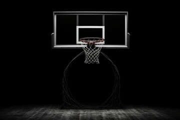 Fototapeta na wymiar Basketball hoop on black background. Team sport concept. Generative AI