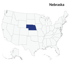 Fototapeta na wymiar Map of Nebraska. Nebraska map. USA map