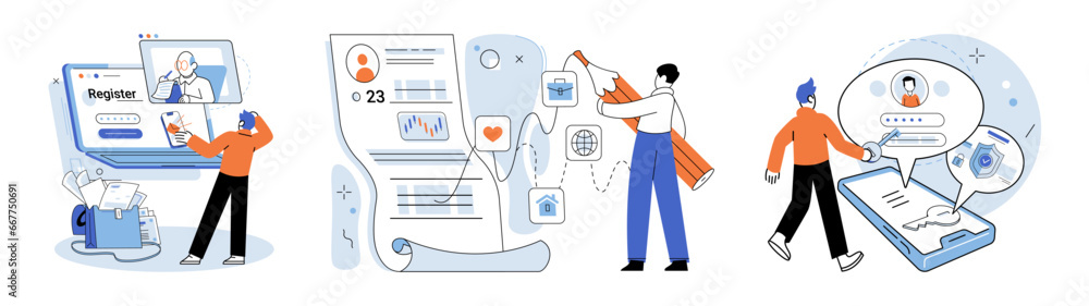 Poster authentication. vector illustration. to log on, users need to verify their identity through authenti