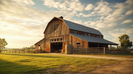 Obraz premium Beautiful rustic barn in a farm.