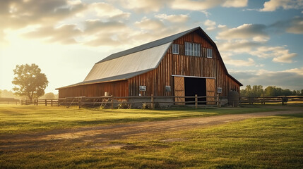 Obraz premium Beautiful rustic barn in a farm.