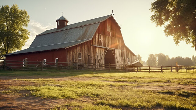 Beautiful rustic barn in a farm.