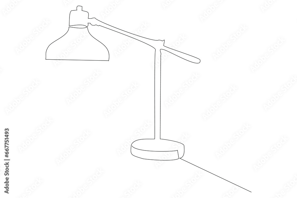 Poster continuous line drawing of a desk lamp