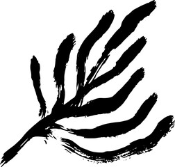 Leaf Icon. Grunge Dry Brush Illustration.