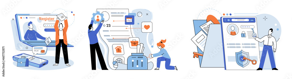 Fototapete Authentication. Vector illustration. Authorization is required to authorize specific actions within system To log on, users need to provide proper authentication credentials The authentication