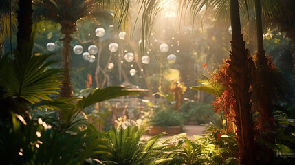 Fototapeta premium Light morning in the palm garden.
