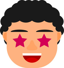 Cute boy with stars in the eyes. Cute boy emoji. Cute boy avatar.