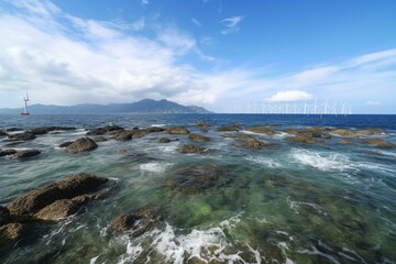 Scenic offshore wind farm in western Taiwan. Generative AI