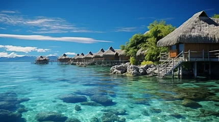 Crédence en verre imprimé Bora Bora, Polynésie française resort on the island