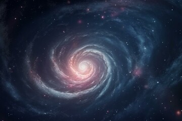 Spiral galaxy science fiction background in infinite deep space. Generative AI