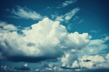 An image of a cloudy sky with a retro blue tone. Generative AI