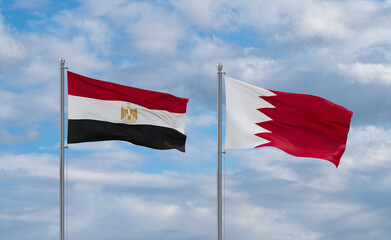 Bahrain and Egypt flags, country relationship concept