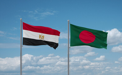 Bangladesh and Egypt flags, country relationship concept