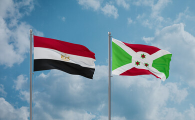 Burundi and Egypt flags, country relationship concept