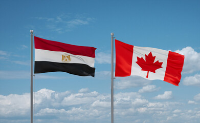 Canada and Egypt flags, country relationship concept