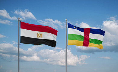 Central African Republic and Egypt flags, country relationship concept