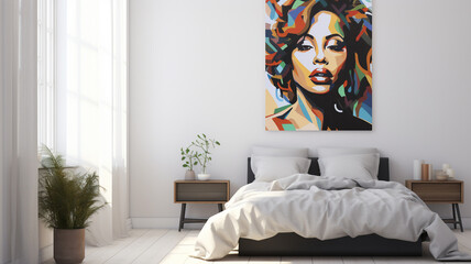 Modern interior design of living room with mock up poster. 3d render generativa IA