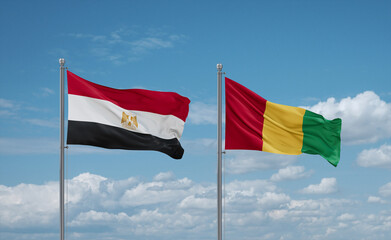 Guinea and Egypt flags, country relationship concept