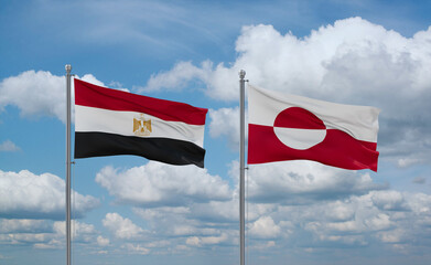 Greenland and Egypt flags, country relationship concept