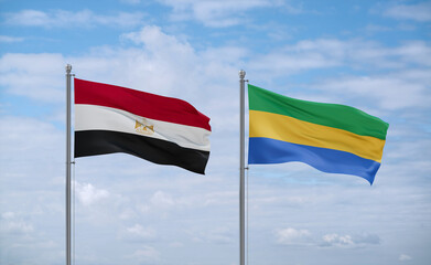 Gabon and Egypt flags, country relationship concept