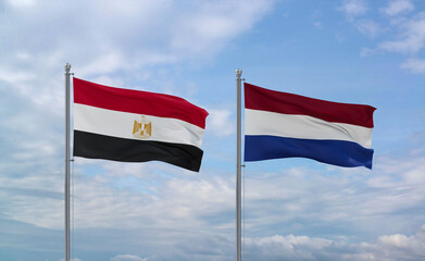 Netherlands and Egypt flags, country relationship concept