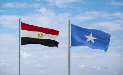 Somalia and Egypt flags, country relationship concept