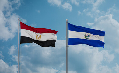 Salvador and Egypt flags, country relationship concept