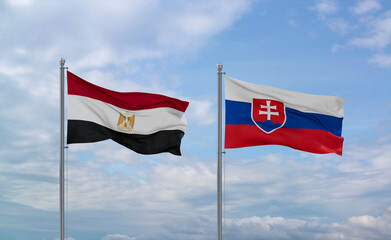 Slovakia and Egypt flags, country relationship concept