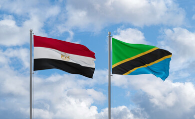 Tanzania and Egypt flags, country relationship concept