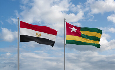 Togo and Egypt flags, country relationship concept