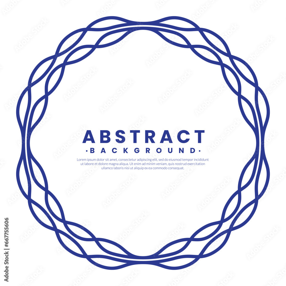 Poster abstract blue wave line pattern border frame. flat style concept. vector circle frame elements.