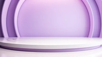 Foto op Canvas A white round podium in a purple background, 3d room, For product presentations, product shows, live broadcasts, design presentations. Generative AI. © toodlingstudio
