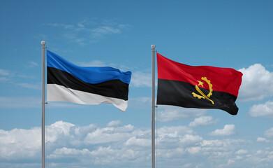 Estonia and Angola national flags, country relationship concept