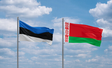 Belarus and Estonia flags, country relationship concept