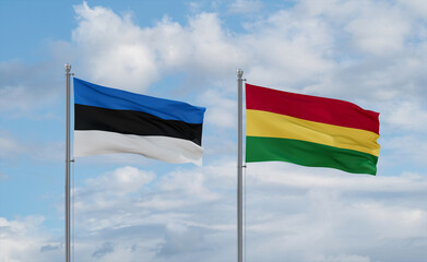 Bolivia and Estonia flags, country relationship concept
