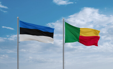 Benin and Estonia flags, country relationship concept