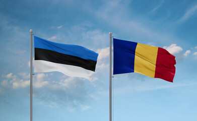 Chad and Estonia flags, country relationship concept