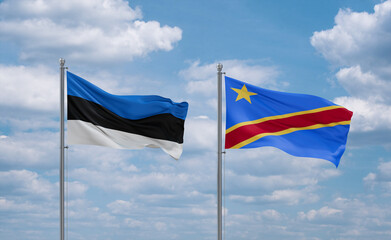 Congo and Estonia flags, country relationship concept