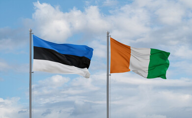 Ivory Coast and Estonia flags, country relationship concept