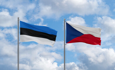 Czech Republic and Estonia flags, country relationship concept
