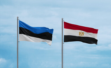 Egypt and Estonia flags, country relationship concept