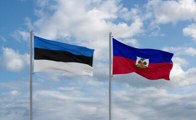Haiti and Estonia flags, country relationship concept