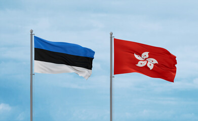 Hong Kong and Estonia flags, country relationship concept