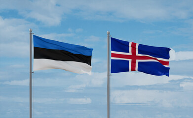 Iceland and Estonia flags, country relationship concept