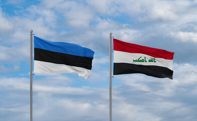 Iraq and Estonia flags, country relationship concept