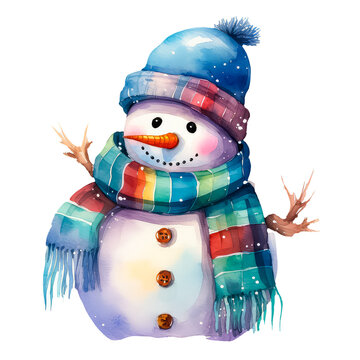 Cheerful snowman on a white background, the concept of Christmas and New Year