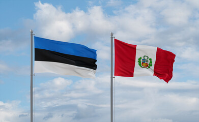 Peru and Estonia flags, country relationship concept