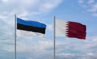 Qatar and Estonia flags, country relationship concept